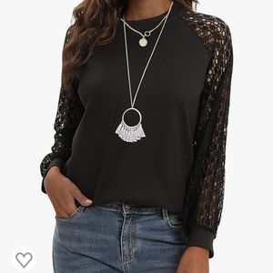 NWOT MIHOLL Waffle Knit Boho Lace Long Sleeve Sz M